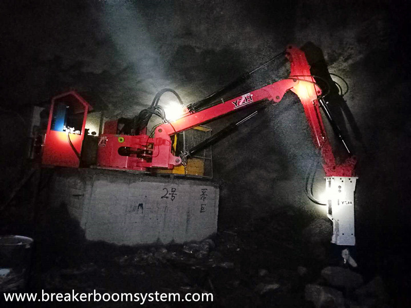 Система стрелы постамента, работающая в подземных рудниках